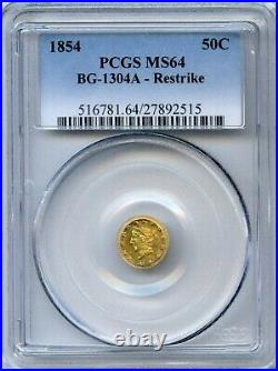 GEM 1854 Rd Lib G50C California Fractional Gold / BG-1304A PCGS MS65