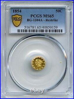 GEM 1854 Rd Lib G50C California Fractional Gold / B-1304A PCGS MS65