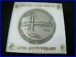 GOLDEN GATE BRIDGE 25th Anniv SAN FRANCISCO. 999 Silver Medal MEDALLIC ART N. Y