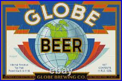 Globe Beer San Francisco, California Label Recreated on Satin Canvas