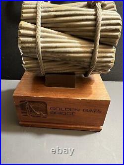 Golden Gate Bridge Original Suspension Cable Section 1936-1976 With Walnut Stand Golden Gate Bridge Original Suspension Cable Section 1936-1976 With Walnut Stand