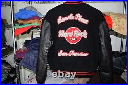 Hard Rock Cafe vtg Letterman Jacket Wool Leather Small San Francisco California