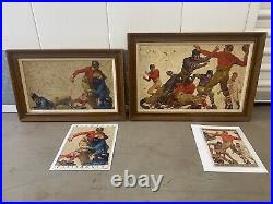 Historic Vintage Old 1920s Ivy League STANFORD College FOOTBALL Oil Paintings