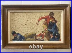 Historic Vintage Old 1920s Ivy League STANFORD College FOOTBALL Oil Paintings