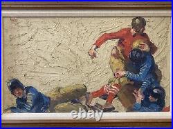 Historic Vintage Old 1920s Ivy League STANFORD College FOOTBALL Oil Paintings