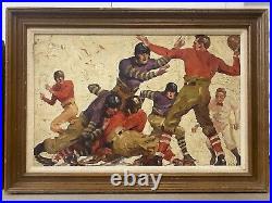 Historic Vintage Old 1920s Ivy League STANFORD College FOOTBALL Oil Paintings