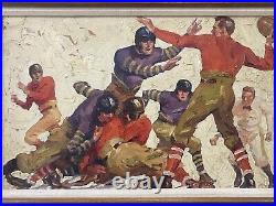 Historic Vintage Old 1920s Ivy League STANFORD College FOOTBALL Oil Paintings