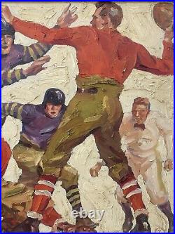 Historic Vintage Old 1920s Ivy League STANFORD College FOOTBALL Oil Paintings