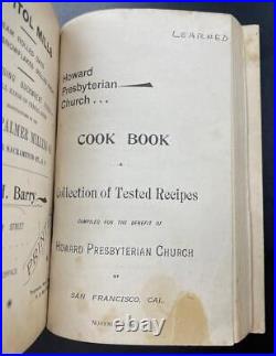 Howard Presbyterian Church Cook Book San Francisco California 1897