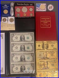 Huge Estate Lot, Silver+gold Coins, Uncut Bills, Many Collectibles, Worth $1000++113