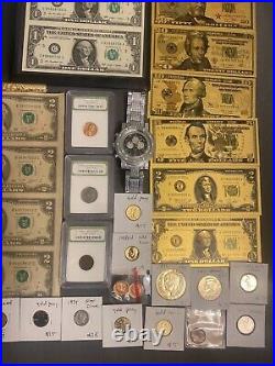 Huge Estate Lot, Silver+gold Coins, Uncut Bills, Many Collectibles, Worth $1000++113