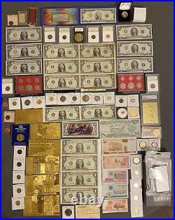 Huge Estate Lot, Silver+gold Coins, Uncut Bills, Many Collectibles, Worth $1100+++++
