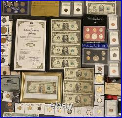 Huge Estate Lot Silver+gold Coins, Uncuts, Many Collectibles, Worth $1000, 117