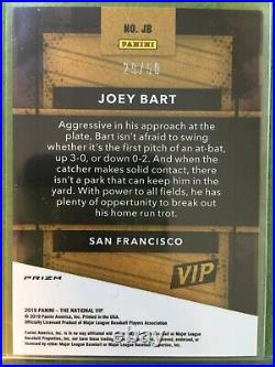 JOEY BART PINK DISCO PRIZM ROOKIE CARD JERSEY #67 GIANTS 2019 National VIP # /50