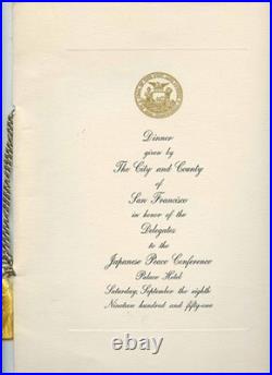 Japan Peace Conference Program Menu Palace Hotel San Francisco California 1951