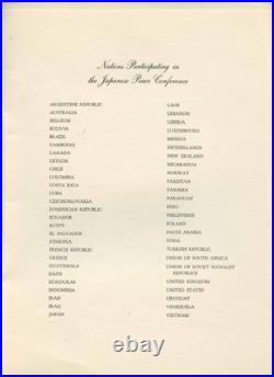 Japan Peace Conference Program Menu Palace Hotel San Francisco California 1951