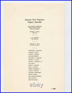 Japan Peace Conference Program Menu Palace Hotel San Francisco California 1951