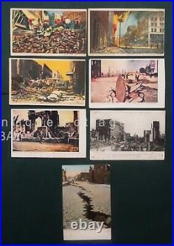 LOT 1905 antique 7pc SAN FRANCISCO EARTHQUAKE pc dead donkey search for victims