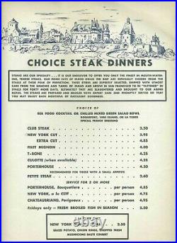 La Torre Steak House Menu with Wine List San Francisco California 1950's