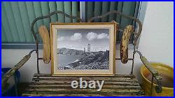 Large Vintage B&W Photo of San Francisco's Golden Gate Bridge, Original Frame