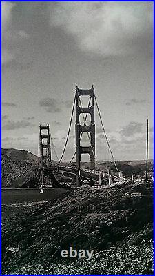 Large Vintage B&W Photo of San Francisco's Golden Gate Bridge, Original Frame