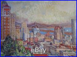 Large Vintage San Francisco California Painting MID Century Cityscape Modern