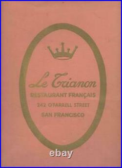 Le Trianon Restaurant Francais Menu San Francisco California 1958