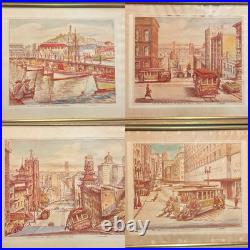 Lot of 4 Ernst Handel Signed Lithographs San Francisco California 11.75 x 14.75
