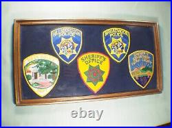 Lot of 5 California San Francisco Bay Area Police Cloth Patches Framed