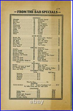 Menu For The Rko Grill San Francisco California 1939 #144622