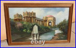 Mid Century California oil painting of the Palace of Fine Arts San Francisco