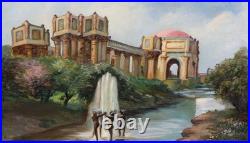 Mid Century California oil painting of the Palace of Fine Arts San Francisco