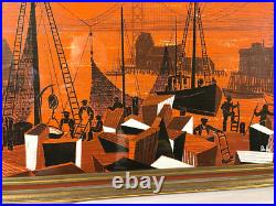 Mid-Century Orig. Serigraph San Francisco Fisherman's Wharf Sgnd De-Jay, c 1950s