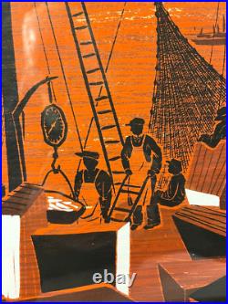 Mid-Century Orig. Serigraph San Francisco Fisherman's Wharf Sgnd De-Jay, c 1950s