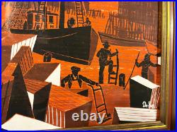 Mid-Century Orig. Serigraph San Francisco Fisherman's Wharf Sgnd De-Jay, c 1950s