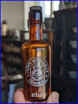 Mini Sample CROWN DISTILLERIES San Francisco California Whiskey Bottle withStopper