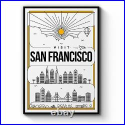 Minimal San Francisco California Travel Wall Art #1 Print, Canvas or Framed