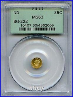 ND(1853) Rd Lib G25C California Fractional Gold / BG-222 PCGS (OGL) MS63
