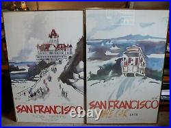 NOAL BETTS San Francisco Sausalito Art Print Poster PAIR Cable Car Cliff House