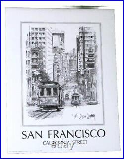 New Don Davey San Francisco California Street Signed Pencil Art Poster 26x20