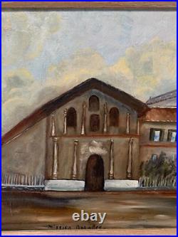 OIL PAINTING LANDSCAPE SPANISH MISSION DOLORES San Francisco? CALIFORNIA Vtg