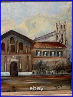 OIL PAINTING LANDSCAPE SPANISH MISSION DOLORES San Francisco? CALIFORNIA Vtg
