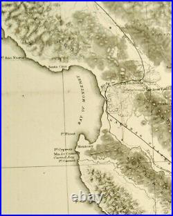 Original 1855 Map California Coast From San Francisco Bay To Los Angeles. Linen