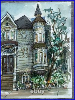 Original 1950s HAIGHT ASHBURY Street San Francisco CaLiFoRnia Painting LISTED