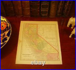 Original Pre-Civil War 1857 Hand-Colored Antique Map CALIFORNIA Sacramento CA