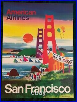 Original Travel Poster American Airlines San Francisco California Sailboat Sun