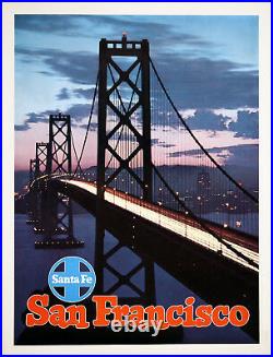 Original Vintage Railroad Poster Santa Fe RR San Francisco C1950 California