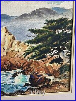 Original WC Painting Frank Serratoni Listed California Monterey Cyprus Seascape