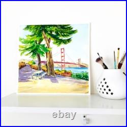 Original Watercolor Painting California San Francisco Golden Gate Bridge 12? 12