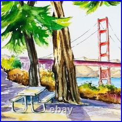 Original Watercolor Painting California San Francisco Golden Gate Bridge 12? 12